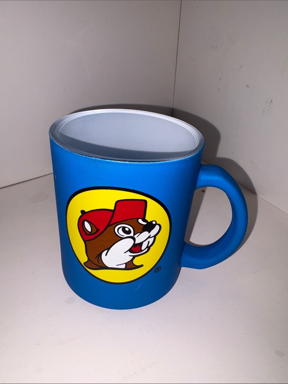 Blue Ceramic Mug with Colorful Mascot Logo